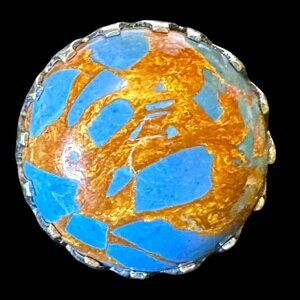 Genuine Oyster Copper Turquoise Sterling Silver Overlay Ring Size 8